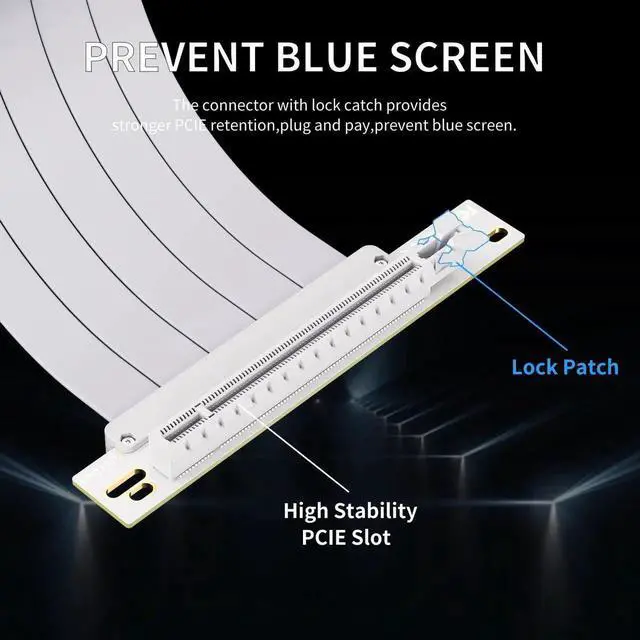Alt view image 3 of 7 - White PCIe 4.0 x16 GPU Riser Cable, High-Speed Flexible Graphics Card Extension Cord, 25cm Length