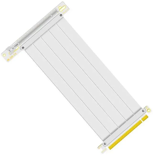 Main image of White PCIe 4.0 X16 90 Degree Shielded GPU Riser Cable, 200mm High-Speed Graphics Card Extension Cord, Compatible with RTX 4090/RTX 3060/RX 7900 GPUs