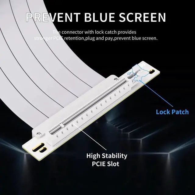 Alt view image 3 of 7 - White PCIe 4.0 X16 90 Degree Shielded GPU Riser Cable, 200mm High-Speed Graphics Card Extension Cord, Compatible with RTX 4090/RTX 3060/RX 7900 GPUs