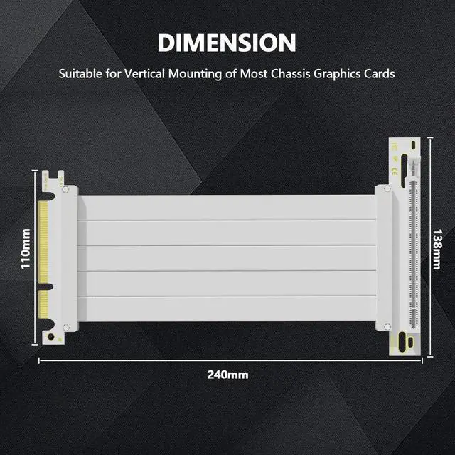 Alt view image 5 of 7 - PCIe 4.0 x16 90 Degree GPU Riser Cable, 200mm Flexible EMI Shielded Extension Cord, 30AWG with TPE Sleeves, Backward Compatible with Earlier PCIe Versions