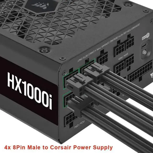 Alt view image 5 of 6 - 90 Degree Right Angle 12VHPWR GPU Power Adapter(Type A), PCIe 5.0 16Pin(12+4) 16AWG 600W, 4×8Pin Exclusive for Corsair Modular PSU, Compatible with RTX 4090/4080/4070Ti/3090Ti