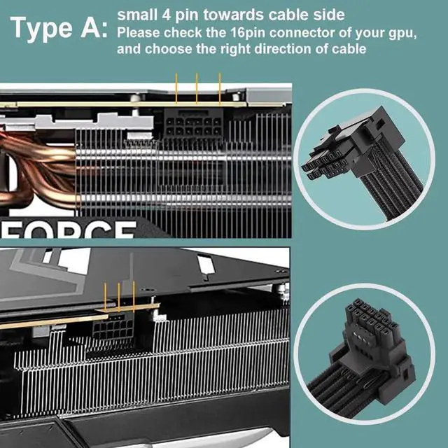 Alt view image 2 of 6 - 90 Degree Right Angle 12VHPWR GPU Power Adapter(Type A), PCIe 5.0 16Pin(12+4) 16AWG 600W, 4×8Pin Exclusive for Corsair Modular PSU, Compatible with RTX 4090/4080/4070Ti/3090Ti