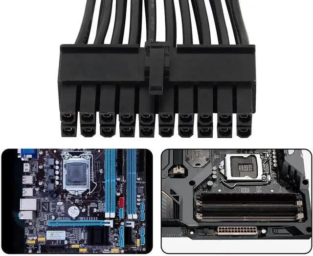 Alt view image 5 of 5 - 24cm ATX 20Pin PSU Splitter Cable, 18AWG 20Pin Female to Dual Male Power Extension Cord for Desktop Power Supply Expansion