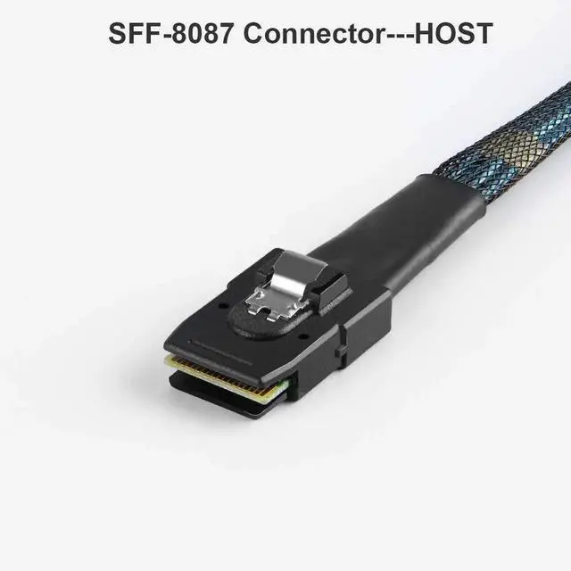 Alt view image 5 of 7 - 2 Pack Mini SAS Cable with SATA Power, Internal SFF-8087 (36Pin) to 4×SFF-8482 (29Pin) Breakout Cord, 3.3FT Server Storage Cable