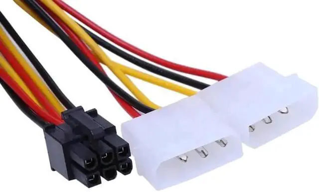 Alt view image 5 of 6 - 10 Pack PCI-E 6Pin Y-Splitter Power Adapter Cables, Dual Molex 4Pin to Single PCIe 6Pin GPU Power Conversion Cord