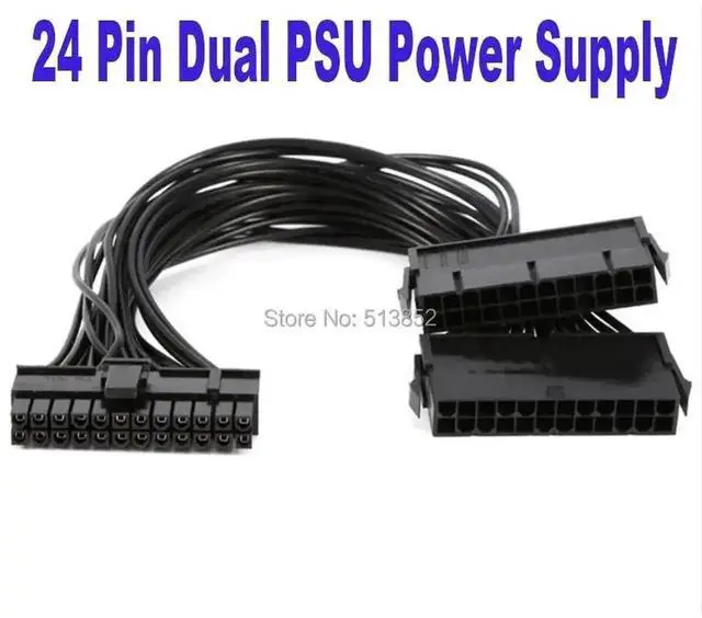 Main image of 30cm ATX 24Pin Dual PSU Synchronization Extension Cable Male to Female for Mining Rigs