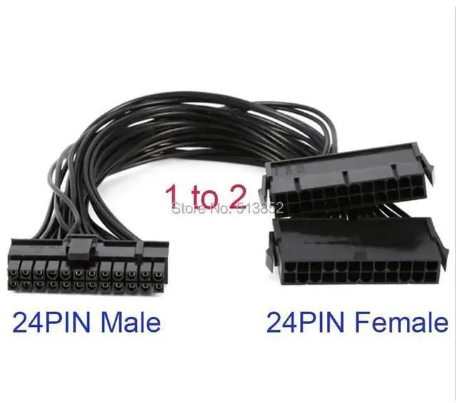 Alt view image 3 of 6 - 30cm ATX 24Pin Dual PSU Synchronization Extension Cable Male to Female for Mining Rigs