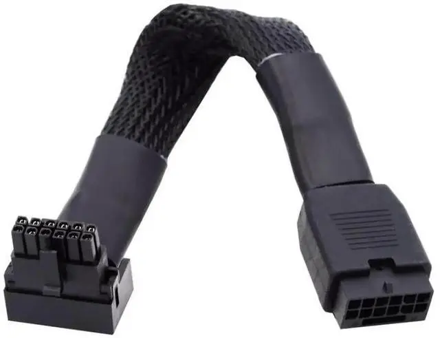 Main image of ATX 3.0 PCIe 5.0 12VHPWR Male to Female 90° Down-Angled GPU Sleeved Extension Cable, 600W 16Pin(12+4) Power Extender