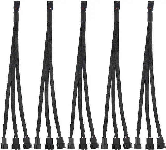 Main image of 5 Pack 4-Pin PWM Fan Y Splitter Cable, 1 to 3 PC Case Fan Power Extension Adapter for ATX Chassis