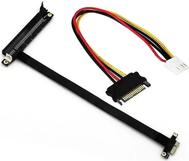 Main image of PCIe 1x to 16x Flexible Riser Extension Cable, SATA to IDE 4Pin Powered PCI-E Adapter Card for GPU Mining Rigs