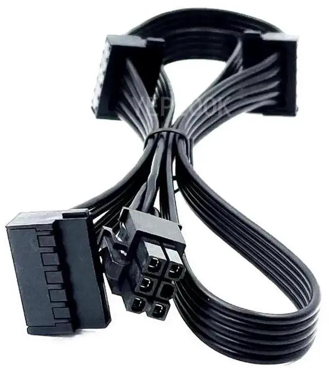 Alt view image 3 of 6 - 6Pin to 3 Angled SATA Modular Power Cable for Corsair HX Series PSU, 18AWG 50+15+15cm HDD SSD Power Cord Compatible with HX1050 HX850 HX750 HX650 Fully Modular Power Supplies