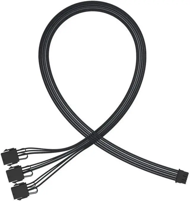 Main image of PCIe 5.0 16-Pin (12+4) to 3x8 PCIe Sleeved Extension Cable, 12VHPWR 16AWG GPU Power Extension Cord Compatible with RTX 3090Ti RTX 4080 RTX 4090 All Modular PSU