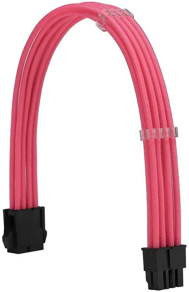 Alt view image 2 of 6 - Pink Braided PSU Sleeved Extension Cable Kit, 18AWG ATX 24Pin + EPS 8Pin + PCIe 8Pin with Cable Combs for Motherboard & Graphics Card