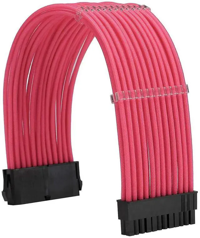 Alt view image 4 of 6 - Pink Braided PSU Sleeved Extension Cable Kit, 18AWG ATX 24Pin + EPS 8Pin + PCIe 8Pin with Cable Combs for Motherboard & Graphics Card