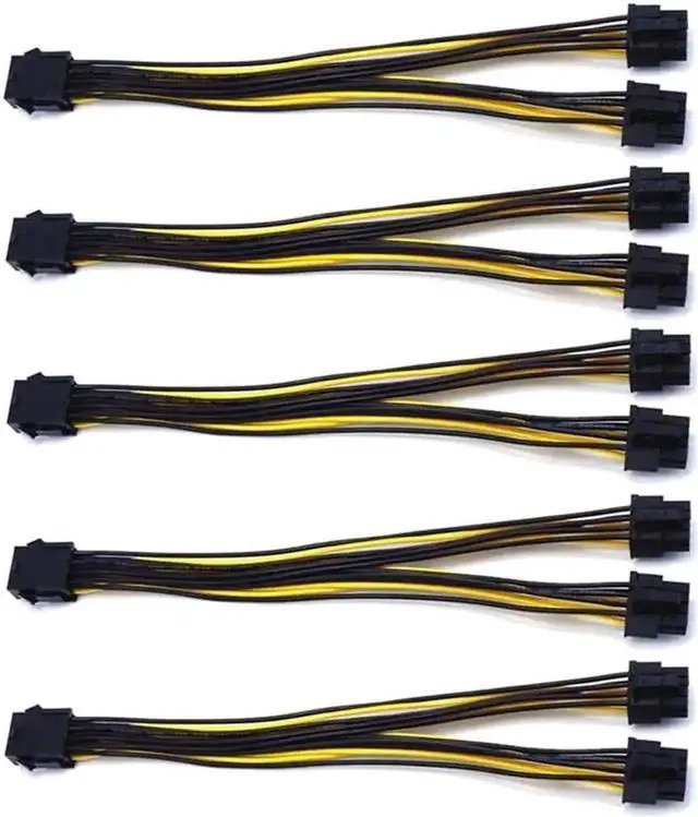 Main image of 5-Pack PCIe 8Pin to Dual 8Pin (6+2) Y-Splitter Power Extension Cables, GPU Graphics Card Power Splitter Cord