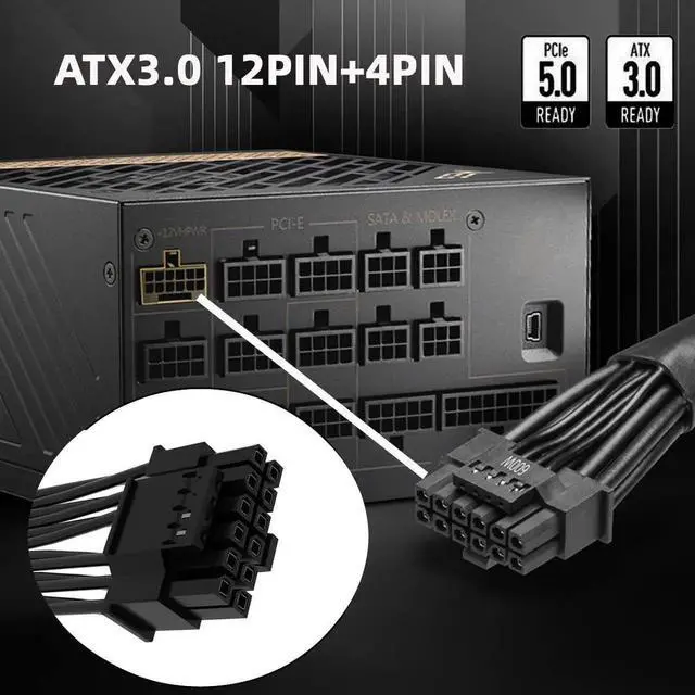 Alt view image 6 of 7 - ATX 3.0 PCIe 5.0 Modular 12VHPWR 16Pin to 16Pin Power Cable, 12+4Pin GPU Modular Cord Compatible with RTX 3080, 3090Ti, 4080, 4090 Graphics Cards