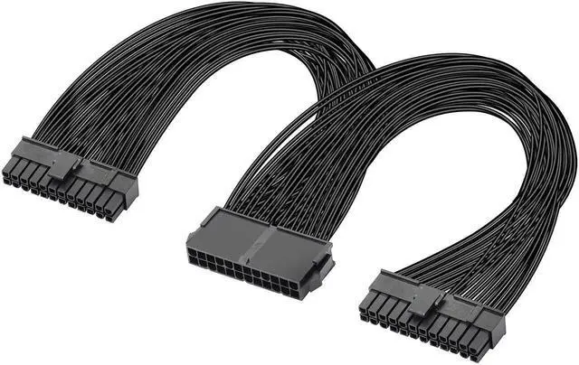 Main image of 32CM(1Ft) ATX 24Pin (20+4) Y-Splitter Power Cable, PSU Female to Dual Male Adapter Cord for Dual Motherboard Synchronous Power Supply