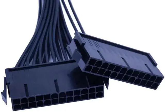 Alt view image 4 of 5 - 30cm ATX 24Pin (20+4) Dual PSU Synchronous Startup Extension Cable, Male to Female Y Splitter Cord for BTC Mining Rig Dual Power Supply Synchronization