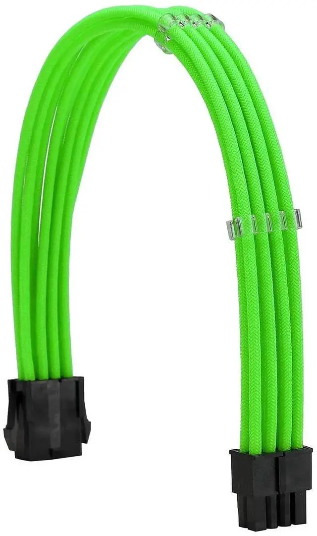 Alt view image 3 of 6 - Green Braided PSU Extension Cable Kit, 18AWG ATX 24Pin + EPS 8Pin + PCIe 8Pin Cables with Cable Combs