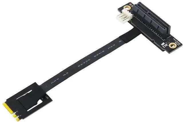 Main image of 270-Degree M.2 NGFF Key A-E to PCIe x4 Riser Adapter Cable with 4-Pin FDD Power Port, PCIe Extension Test Card Extender