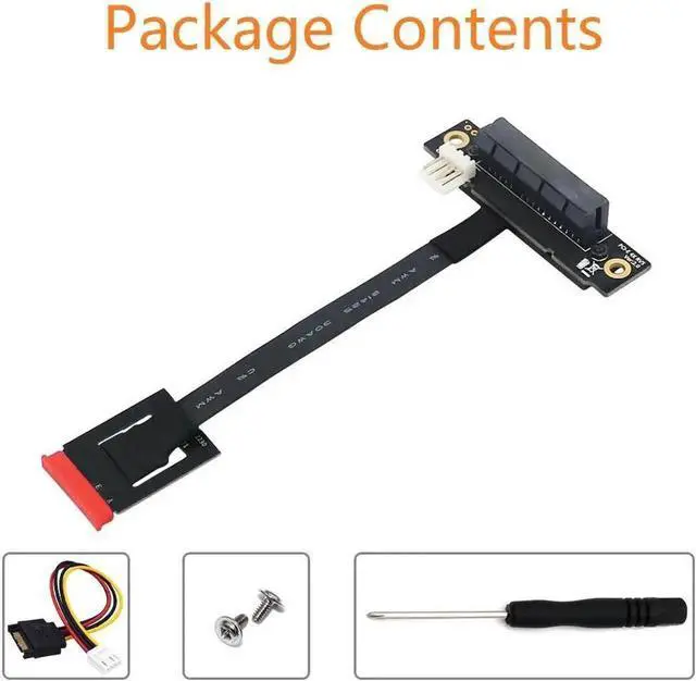 Alt view image 5 of 6 - 270-Degree M.2 NGFF Key A-E to PCIe x4 Riser Adapter Cable with 4-Pin FDD Power Port, PCIe Extension Test Card Extender