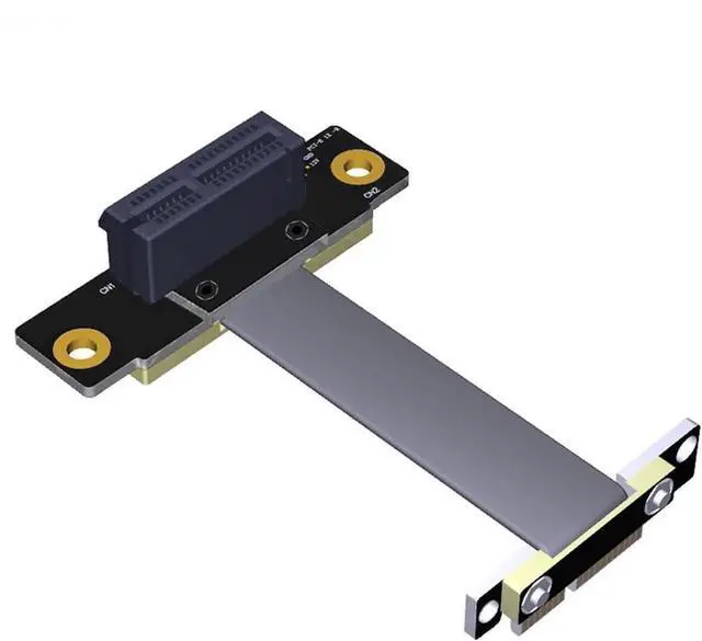 Main image of Dual 90-Degree PCIe x1 to x1 Riser Ribbon Cable, PCI Express 1X Slot Extension Cord for Mining Machines