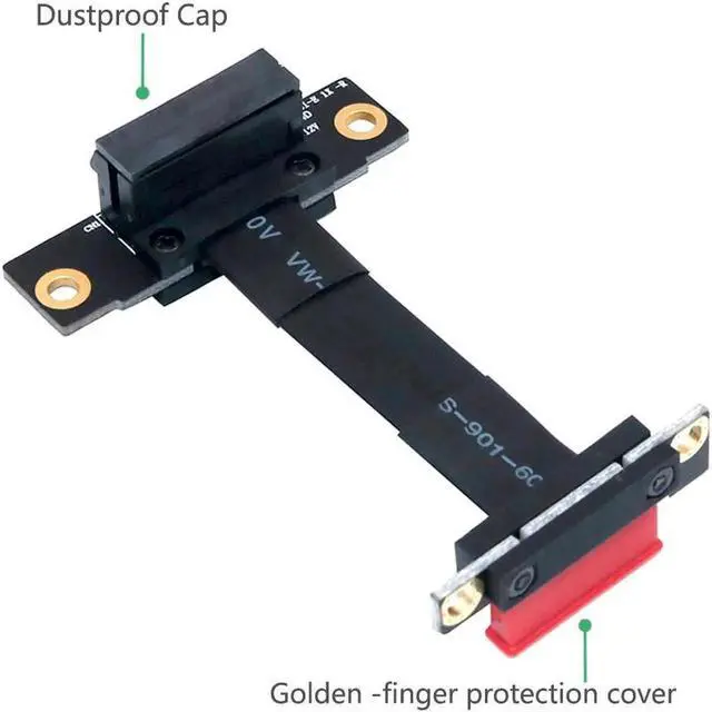 Alt view image 3 of 6 - Dual 90-Degree PCIe x1 to x1 Riser Ribbon Cable, PCI Express 1X Slot Extension Cord for Mining Machines