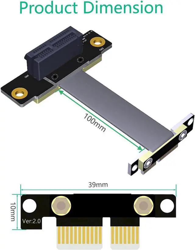 Alt view image 6 of 6 - Dual 90-Degree PCIe x1 to x1 Riser Ribbon Cable, PCI Express 1X Slot Extension Cord for Mining Machines