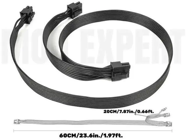 Alt view image 4 of 4 - Dual 8Pin (6+2Pin) GPU Power Cable for Cooler Master MWE / MWE V2 / GX Series Modular PSU, 18AWG
