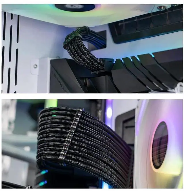 Alt view image 4 of 5 - 30CM Sleeved PSU Extension Cable Kit with Cable Combs, 24Pin + Dual EPS 8Pin(4+4) + Dual PCIe 8Pin(6+2), Black ATX Power Extension Set