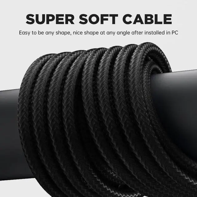 Alt view image 3 of 5 - 30CM Sleeved PSU Extension Cable Kit with Cable Combs, 24Pin + Dual EPS 8Pin(4+4) + Dual PCIe 8Pin(6+2), Black ATX Power Extension Set