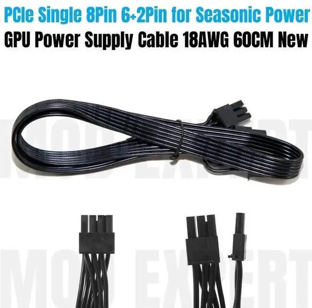 Main image of 60CM PCIe 8Pin (6+2Pin) GPU Modular Power Cable Compatible with Seasonic FOCUS, PRIME, M12II EVO Series PSU