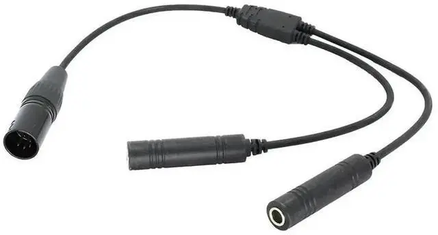 Alt view image 2 of 4 - GA Dual Male Plugs to 5-Pin XLR Female Adapter Cable, Black GA Twin Plug Conversion Cord, Universal for Aviation Intercom Communication