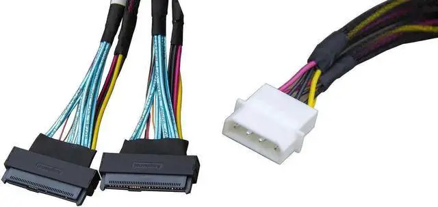 Alt view image 2 of 3 - 80cm PCIe 4.0 MCIO 74Pin to Dual 68Pin Splitter Cable with Power, x8 to Dual Port Adapter Cable
