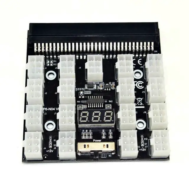 Main image of 12V PCI-E 17-Port 6Pin Server PSU Breakout Board Adapter, HP Server Power Supply Converter for BTC ETH GPU Mining Rig & Antminer Equipment