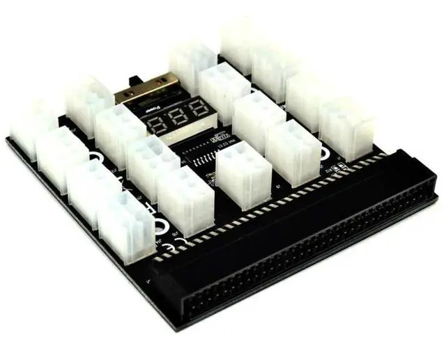 Alt view image 4 of 6 - 12V PCI-E 17-Port 6Pin Server PSU Breakout Board Adapter, HP Server Power Supply Converter for BTC ETH GPU Mining Rig & Antminer Equipment