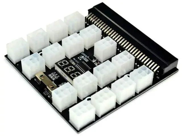 Alt view image 3 of 6 - 12V PCI-E 17-Port 6Pin Server PSU Breakout Board Adapter, HP Server Power Supply Converter for BTC ETH GPU Mining Rig & Antminer Equipment