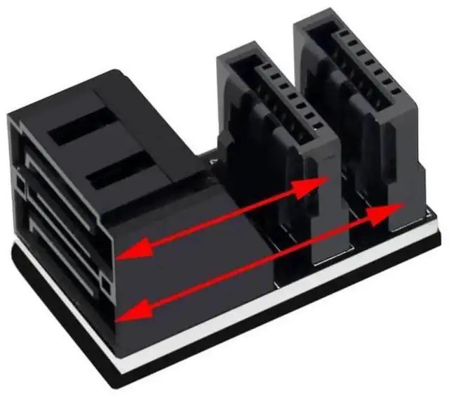 Alt view image 3 of 6 - Dual SATA 7Pin Female to Male Right Angle Adapter, 90° & 180° Elbow SATA Signal Connector, Low Profile Motherboard Space-Saving Converter for PC Installation