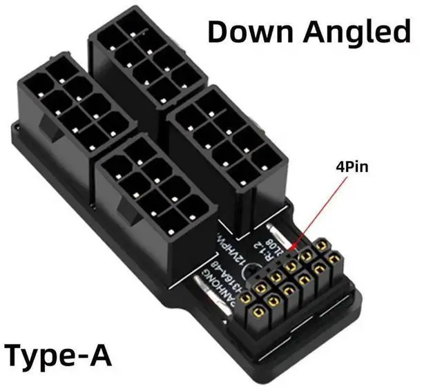 Alt view image 4 of 6 - 90° Downward Angled 4×ATX 8Pin to 12VHPWR 16Pin Modular Power Adapter | ATX3.0 PCIe5.0