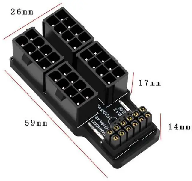 Alt view image 6 of 6 - 90° Downward Angled 4×ATX 8Pin to 12VHPWR 16Pin Modular Power Adapter | ATX3.0 PCIe5.0