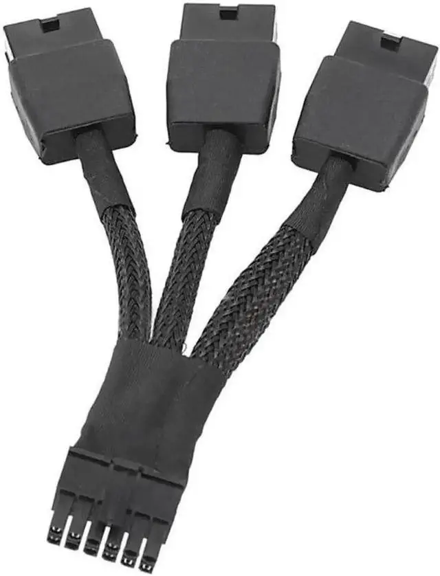 Alt view image 4 of 6 - 12VHPWR 12Pin to 3×8Pin PCIe GPU Power Adapter Cable Compatible with NVIDIA RTX 3060Ti/3070/3080/3090 Ampere Series