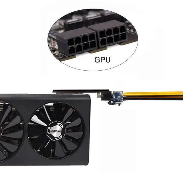Alt view image 2 of 6 - 180° Right-Angled Dual ATX 8Pin Female to 6+8Pin Male GPU Power Adapter for RTX 3080/3090