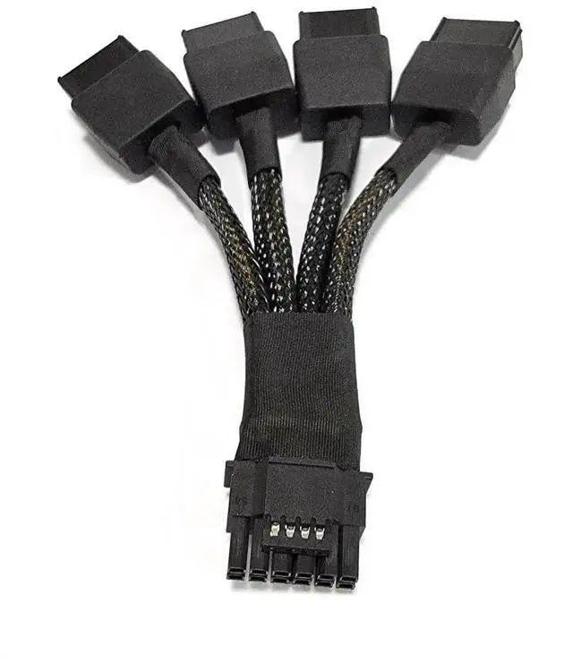 Main image of 3.94 Inch Braided 12VHPWR 16Pin(12+4) Male to 4×8Pin Female GPU Power Extension Cable, PCIe 5.0, Fits RTX 4090/4080/3090Ti