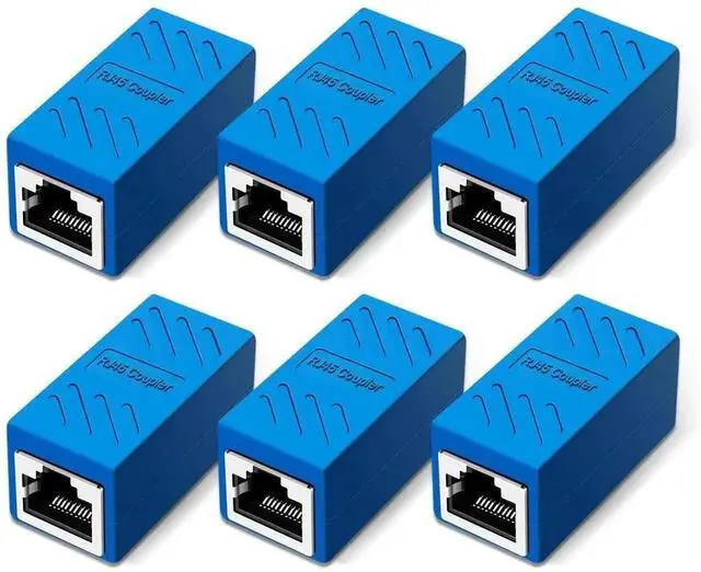 Main image of 6 Pack Blue Cat6 RJ45 Female to Female Ethernet Inline Coupler, Ethernet Cable Extender Compatible with Cat5/Cat5e/Cat6/Cat7 Network Cables