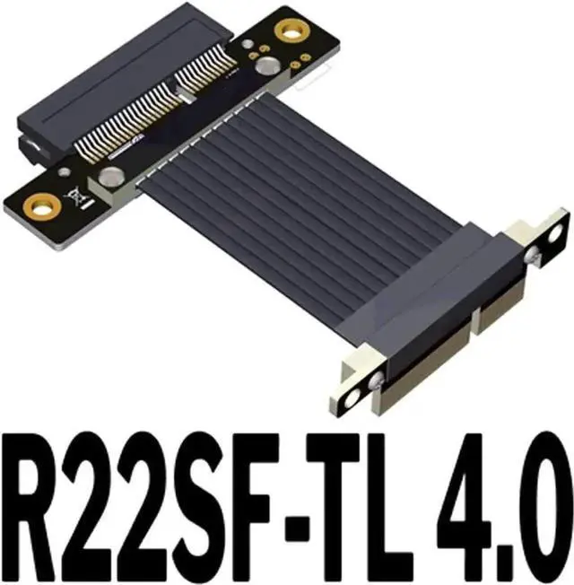 Alt view image 2 of 5 - 15cm GEN4 PCIe 4.0 X4 to X4 Riser Cable Model R22SF-TL, 90°/180° Angle Adjustable Extension Cord, Vertical Installation for USB Adapters, Network Cards, Capture Cards & Mining Devices