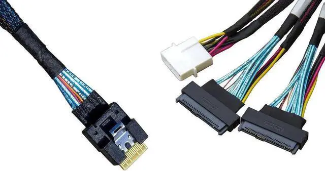 Alt view image 4 of 6 - 75cm 74Pin to Dual 68Pin Conversion Cable with Power Supply, 8X to Dual Port Adapter Cable