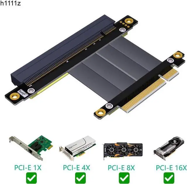 Main image of PCIe X8 to X16 Riser Card Extension Cable, Gold-Plated Contacts PCI Express 8X to 16X Slot Adapter Card for BTC Mining Rig