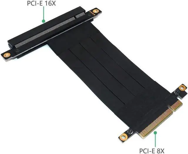 Alt view image 3 of 6 - PCIe X8 to X16 Riser Card Extension Cable, Gold-Plated Contacts PCI Express 8X to 16X Slot Adapter Card for BTC Mining Rig