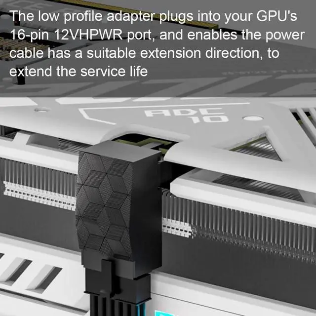 Alt view image 5 of 6 - Type A 90° Right Angle 12VHPWR Adapter, PCIe 5.0 16Pin GPU Power Connector, 600W, Compatible with RTX 3090Ti 4070Ti 4080 4090