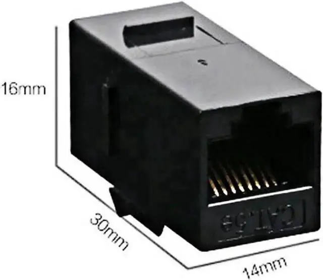 Alt view image 6 of 6 - 5-Pack CAT5E UTP RJ45 Female to Female Keystone Coupler Insert, Snap-In RJ45 Jack Adapter for Wall Plates & Patch Panels, Black